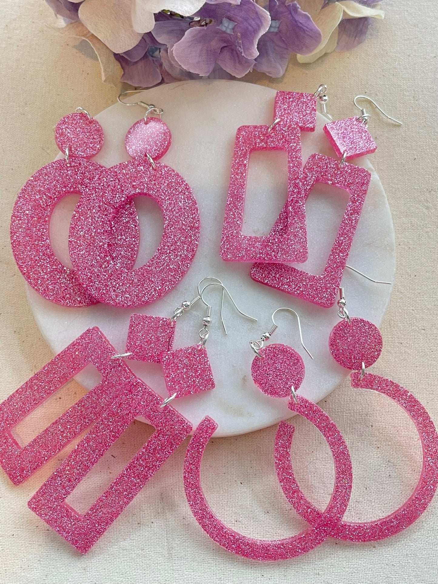 Pretty in pink rectangle earrings